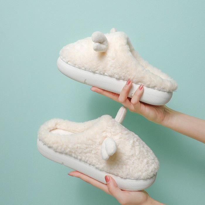 Pantoufles D'hiver épaisses - Semelle Souple Antidérapante, Intérieur Polaire - Chaussons Chauds Pour Hommes Et Femmes