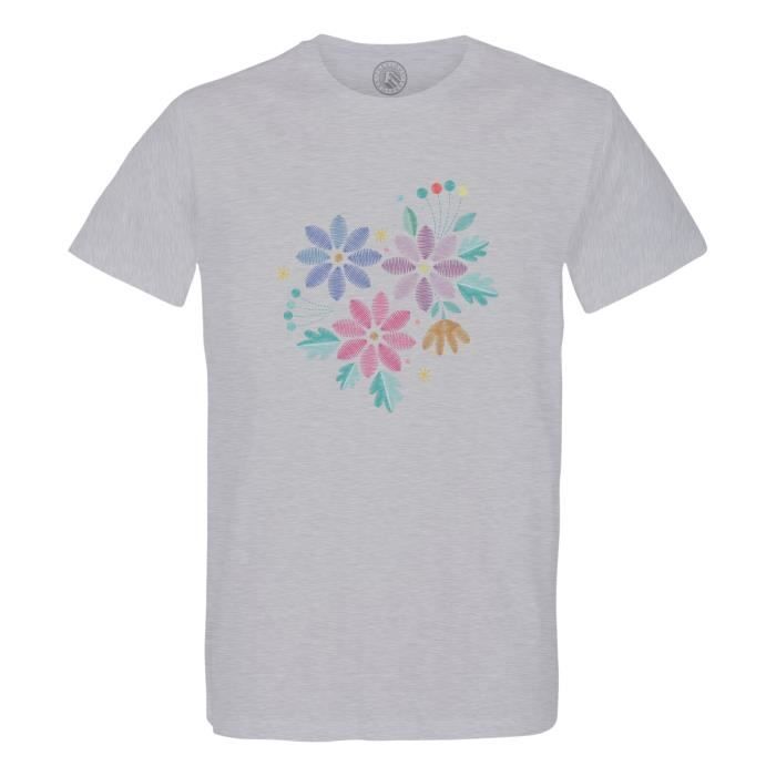 T-shirt Homme Livergy Gris, Coton, Col V, Taille S – Imprimé Graphique