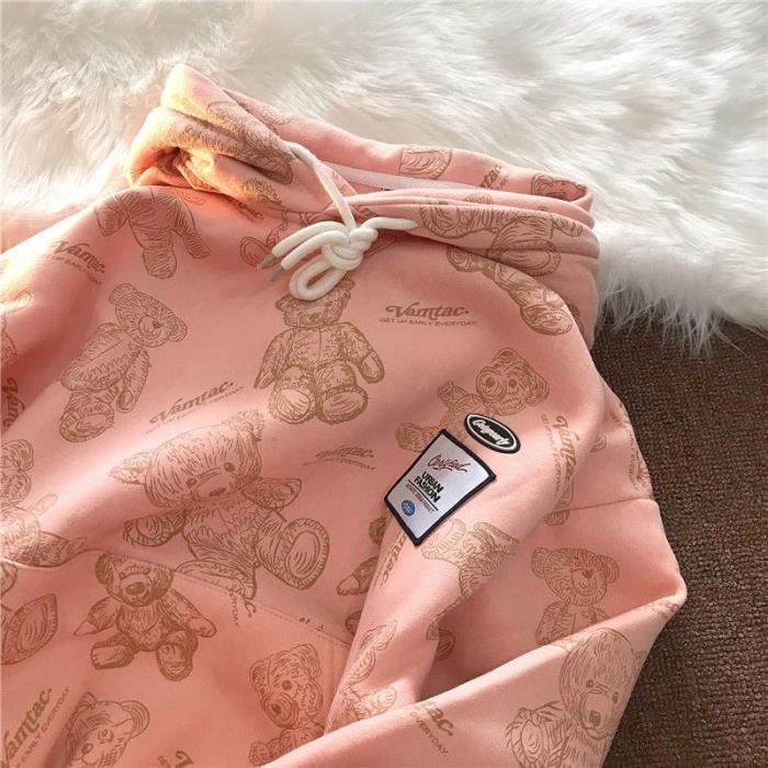 Sweat à Capuche Femme Avec Oreilles D’Ours – Manteau Léger, Fermeture Éclair, Coupe Oversized – Style Décontracté Pour Adolescentes