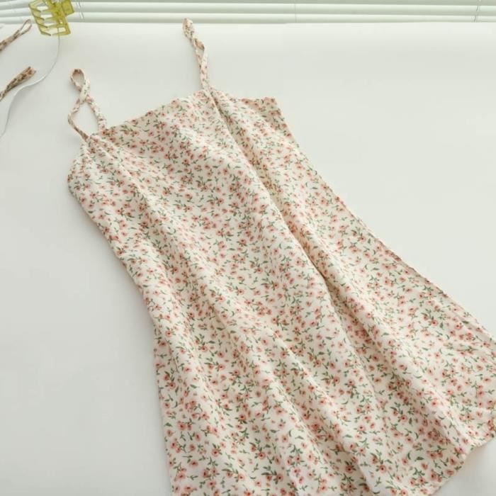 Robe Bohème AGYMNX à Dos Nu - Imprimé Floral été - Taille Haute Avec Dentelle - Pour Plage Ou Soirée