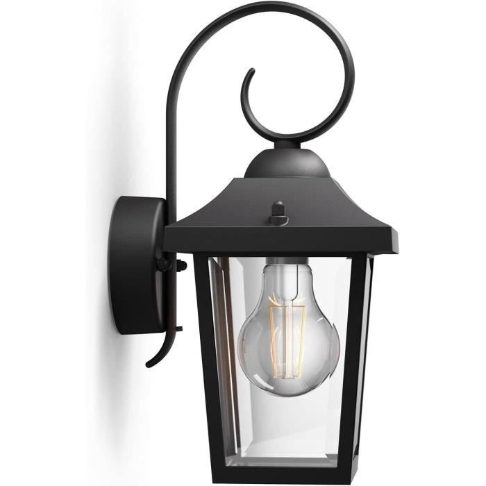 buzzard applique d exterieur descendante metal h29cm noir philips cdiscount jardin