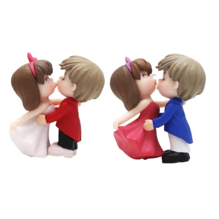 2 Paires Dessin Anime Couple Gateau Decor Fete Top Pour Date Anniversaire Proposition Mariage Figurine Decor De Gateau Cdiscount Maison
