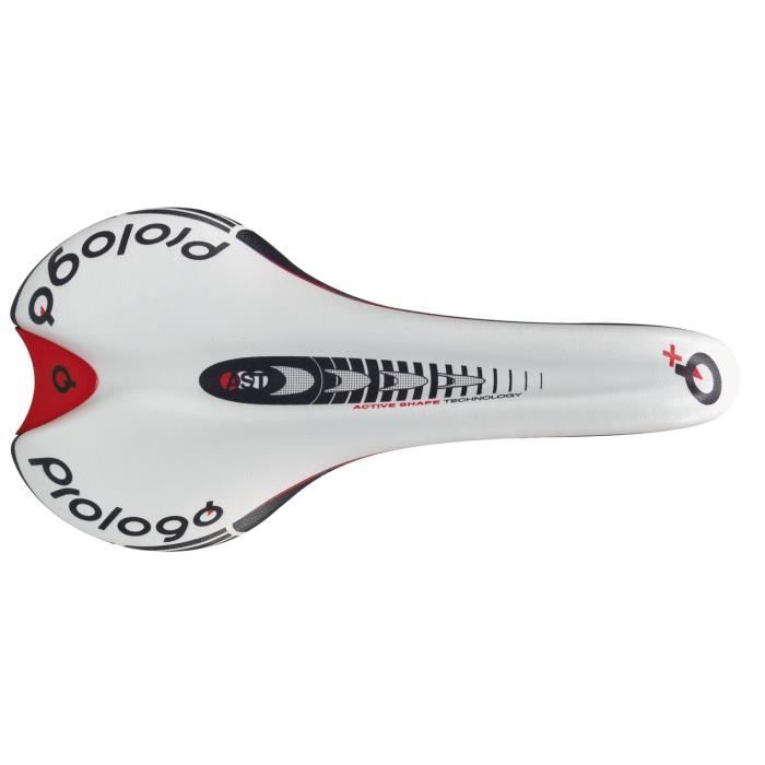 Selle de vélo de course Prologo Nago Evo+ blanche pour VTT et vélo de course - 219g - Alu