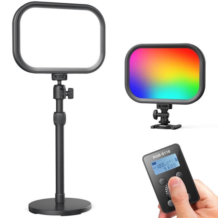 RaLeno RGB Streaming Key Light avec télécommande et batterie intégrée, lumière vidéo pour la photographie en direct et les appels vi