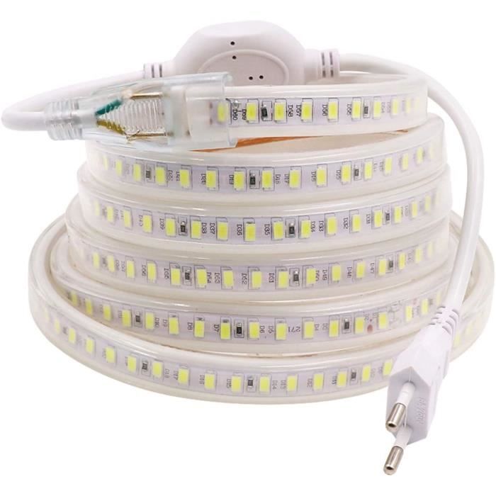 HOMEOW 5m Bandeau Led 220v 230v Dimmable Blanc Froid 6000K, IP67