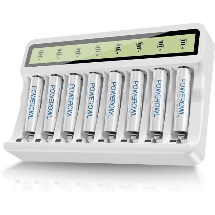 Piles Rechargeables AAA - POWEROWL - 1000mAh - Lot de 16 - Ni