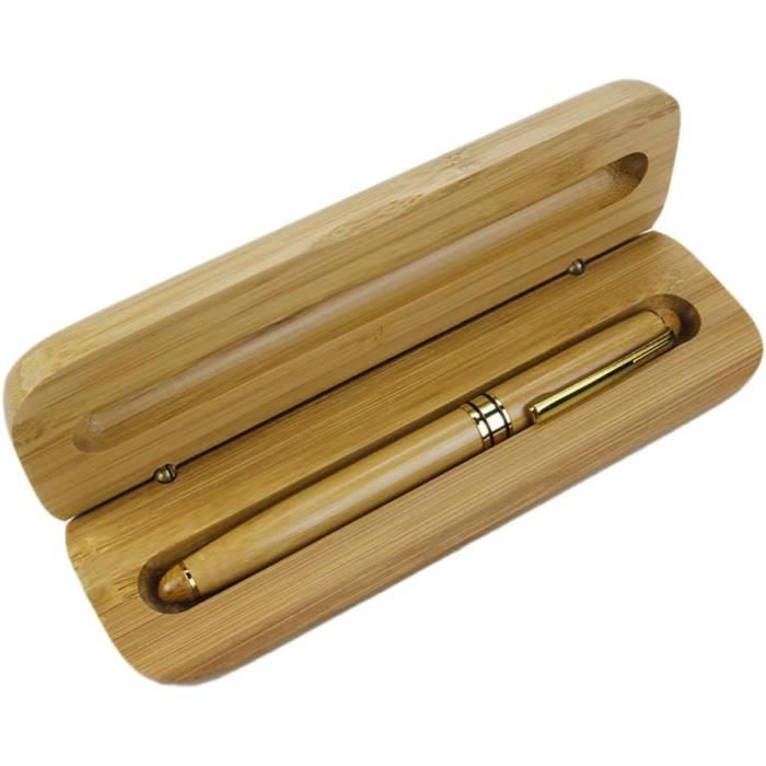 Stylo En Bois Personnalisé + Coffret Gravé - Cadeau Unique Bambou - Gravure Texte Libre