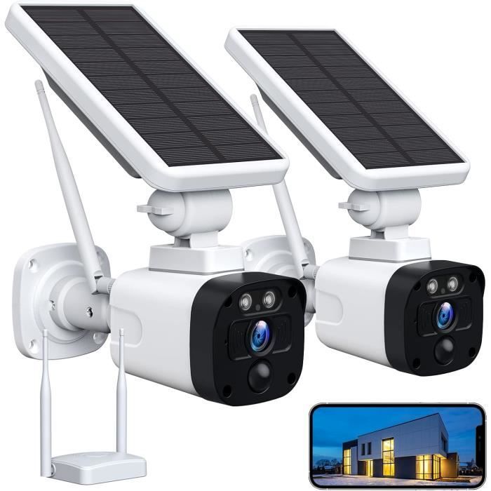 4Mp Kit Caméra De Surveillance Wifi Exterieure Sans Fil Solaire,Kit ...