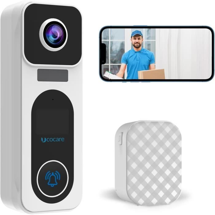Visiophone Sans Fil TKMARS 1080P – Caméra + écran 4,3" Avec Sonnette, Batterie Incluse