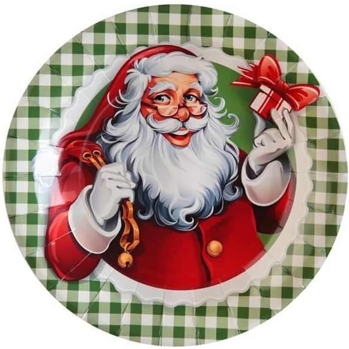Decoration De Table Pere Noel Decoration De Table Avec Assiette Pere Noel X10 R 5913 Matiere Carton Cdiscount Maison