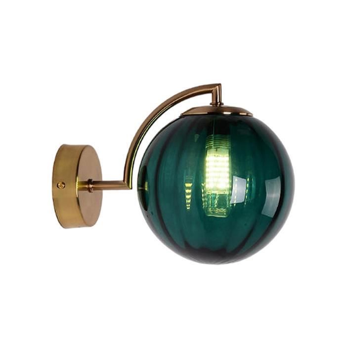 Vert Applique murale de fond de salon applique murale à boule de verre coloré moderne simple allée chambre lampe de chevet (ampoule