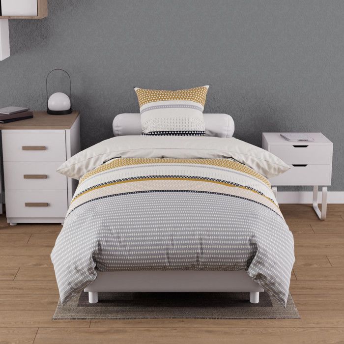 Soleil D'ocre Housse De Couette + 2 Taies, Bleu, 220 X 240 Cm - Housse De Couette