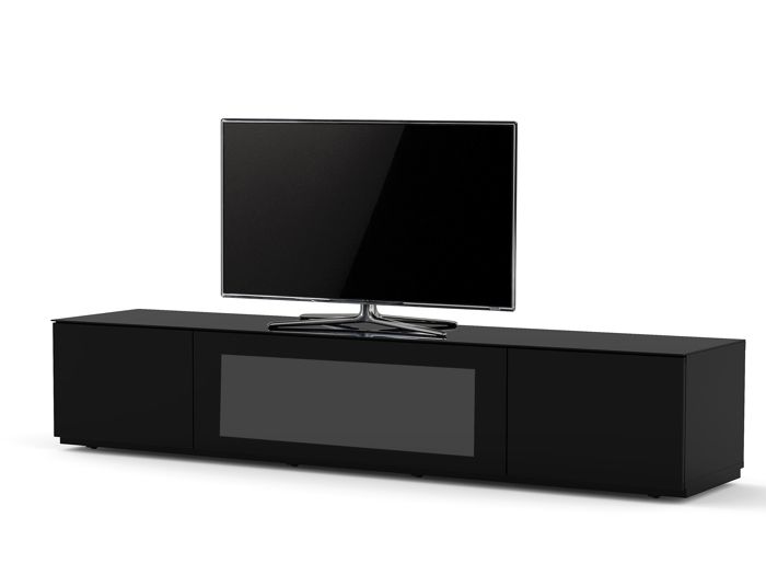 meuble tv sonorous studio 200 noir - porte infrarouge - qualité premium - l200cm - tv 85'' max
