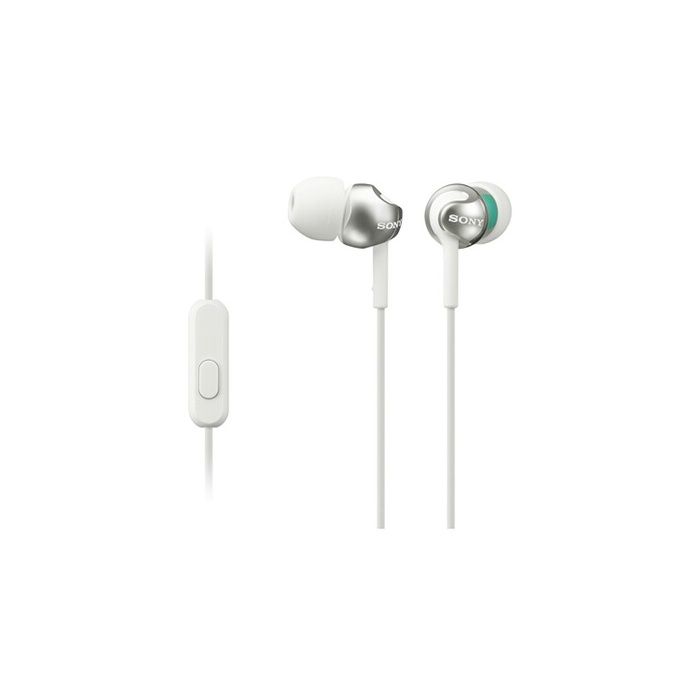 Ecouteurs Intra-Auriculaires - Sony - MDR-EX110AP - Blanc - Microphone Intégré - Commandes sur Câble