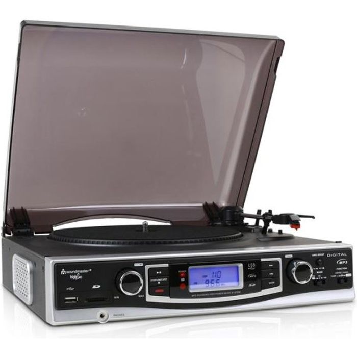 Soundmaster PL530USB Platine vinyle USB - Enregistreur numérique - Radio - Lecteur MP3 - Gris