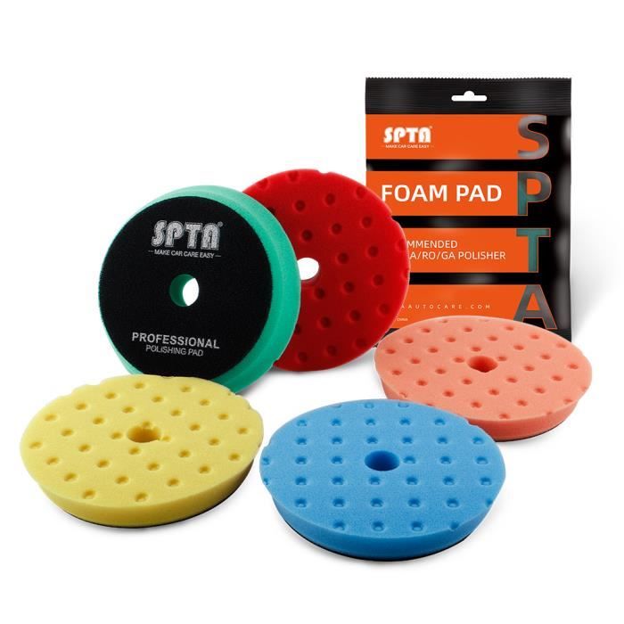 Kit De 7 Tampons De Polissage 125 Mm QWORK - Éponges Et Tampons Microfibre Pour Voiture, Vitres, Meubles