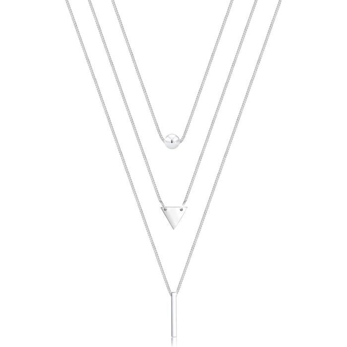 Sautoir Triangle En Argent 925 Massif - Longueur 90 Cm - Poinçonné - Neuf Avec étiquettes