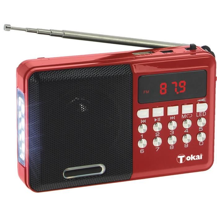 Radio Réveil Fm Avec Prise Usb Pour Recharger Téléphone. - Tokai - Rouge