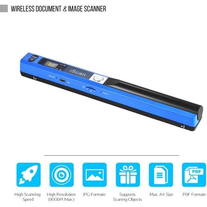 Scanner D'Image De Documents Portable Petite Résolution 900DPI Scanner D'Image Supporte Carte TF Stockage 32G Alimenté Par Batterie PDF/JPG