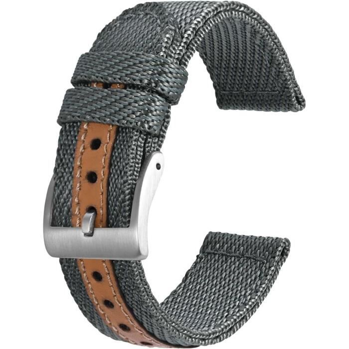 Bracelet de montre Chiffre Rouge 41 mm Caoutchouc gris à motif