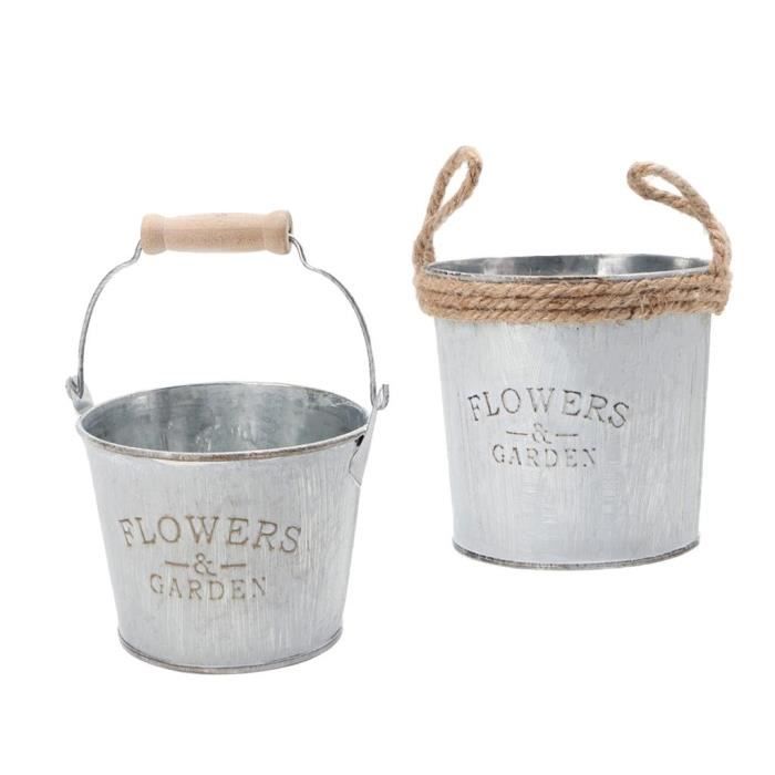 Seau En Zinc Galvanisé 12 Litres - Pot De Fleurs Ou Cache-Pot Multifonction Jardin Et Maison