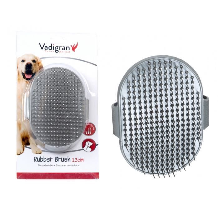 Brosse caoutchouc avec picot. réglable, grise, 13 cm. pour chiens et chats.-Vadigran 3,000000 Gris