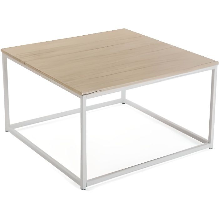 table basse - versa - taline - bois et métal - blanc - 46 x 80 x 80 cm