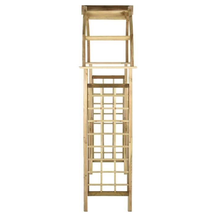 Arche De Jardin En Bois De Pin Imprégné Vert - 130x58x215cm, Avec Treillis - Pour Rosiers Et Plantes Grimpantes
