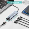 Adaptateur Usb C HDMI RJ45, Kingcenton Hub USB C 5 en 1 Dock USB Type C avec Ethernet 100M HDMI 4K USB 3.0 port de chargement PD2.0-1