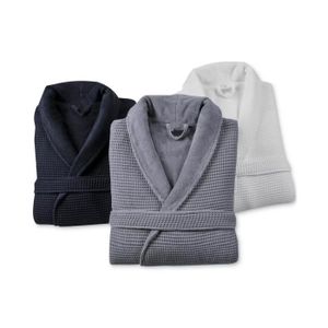 Peignoir nid d'abeille blanc femme Cdiscount