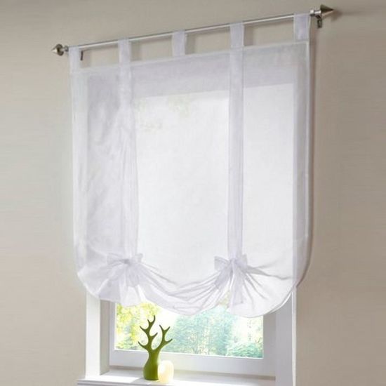 BAILEY JO 1Pc Store Romain Transparent LxH//60x140cm Ruban Sable Rideau Voilage Raffrollo Rideaux /à Pattes D/écoration de Fen/être Chambre//Salle de Bain//Balcon