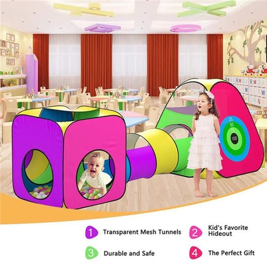 MAIKEHIGH 3 en 1 Pop Up Tunnel Tent Enfant, Piscine a Balle pour Bébé Pliable Jeux Intérieur MAIKEHIGH 3 en 1 Pop Up Tunnel Tent Enfant, Piscine a Balle pour Bébé Pliable Jeux Intérieur
