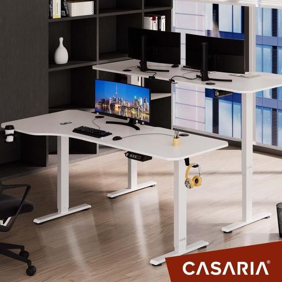 CASARIA Bureau réglable en Hauteur électrique Blanc 110cm Bureau Assis  Debout écran LCD Support Accessoires télétravail : : Cuisine et  Maison