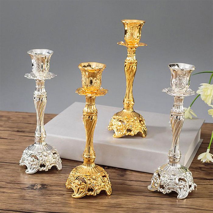 Bougeoir Vintage, Bougeoir Pilier Sculpté Rétro, Bougeoirs Décoratifs Floraux Pour Décoration De