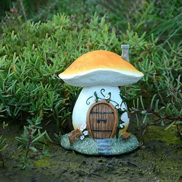 1 pièce Artisanat de décoration de jardin à design de maison de champignon,  ornement jaune mignon d'ABS pour le décor micro de paysage, Mode en ligne