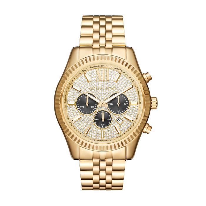 MICHAEL KORS Lexington goldtone Montre Mk8494 UR2AG Achat vente montre Homme Adulte Jaune Acier Cdiscount