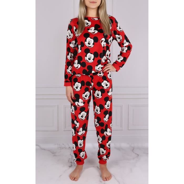 DISNEY Pyjama Mickey Mouse pour femme manches longues, rouge Rouge
