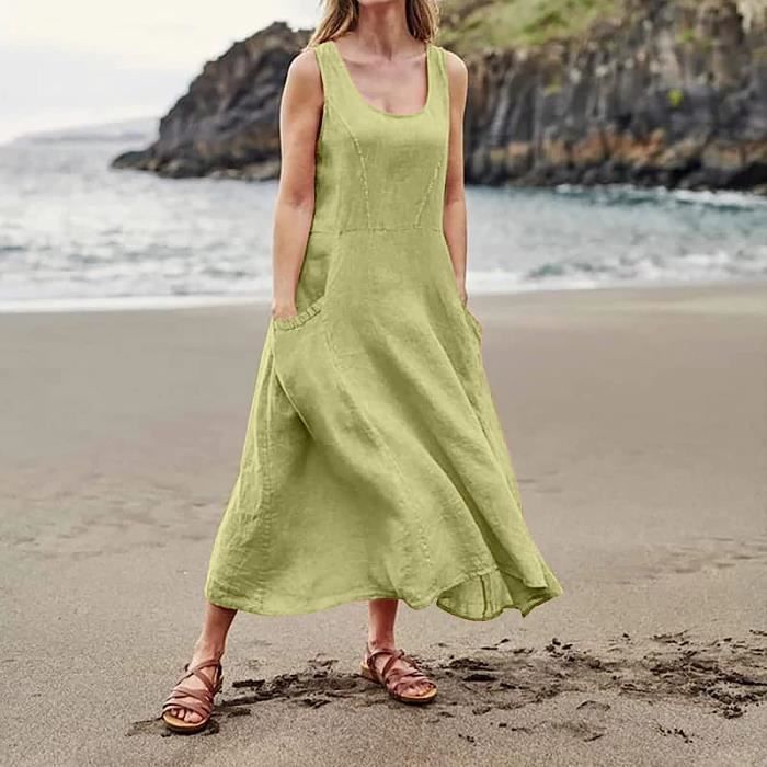 Robe Ete Femme de Plage Retro Col Rond sans Manches Casual Chic Silver Silver Cdiscount Pret a Porter