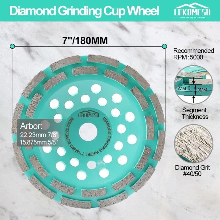 Ninehole Disque Diamant 125mm Double Rangée Pour Meuleuse - Béton, Pierre, Granit, Maçonnerie
