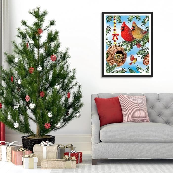 Kit Diamond Painting Oiseaux Colorés 30x30 Cm - Peinture Diamant 5D Complète Avec Strass, Toile, Stylo - Activité DIY Adulte, Décoration Murale