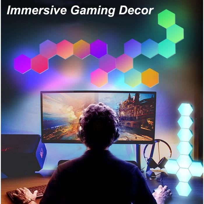 Panneau LED Mural Tactile, Panneau Setup Gaming Intelligent avec  Télécommande, Lumiere Murale Triangle RGB, DIY Lumières Tactiles Modulaires  (6