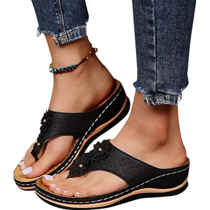 Sandales compens es pour femme Marque Mod le Noir Talon