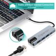 Adaptateur Usb C HDMI RJ45, Kingcenton Hub USB C 5 en 1 Dock USB Type C avec Ethernet 100M HDMI 4K USB 3.0 port de chargement PD2.0-3