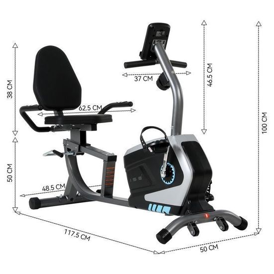 Vélo d'appartement Hop-Sport Vélo d'appartement Semi-allongé HS-060L