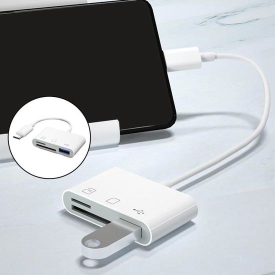 Adaptateur USB-C Vers SD/MicroSD/USB 3.0 - Lecteur Carte Mémoire Pour IPad, Mac, Smartphone - 5Gbps