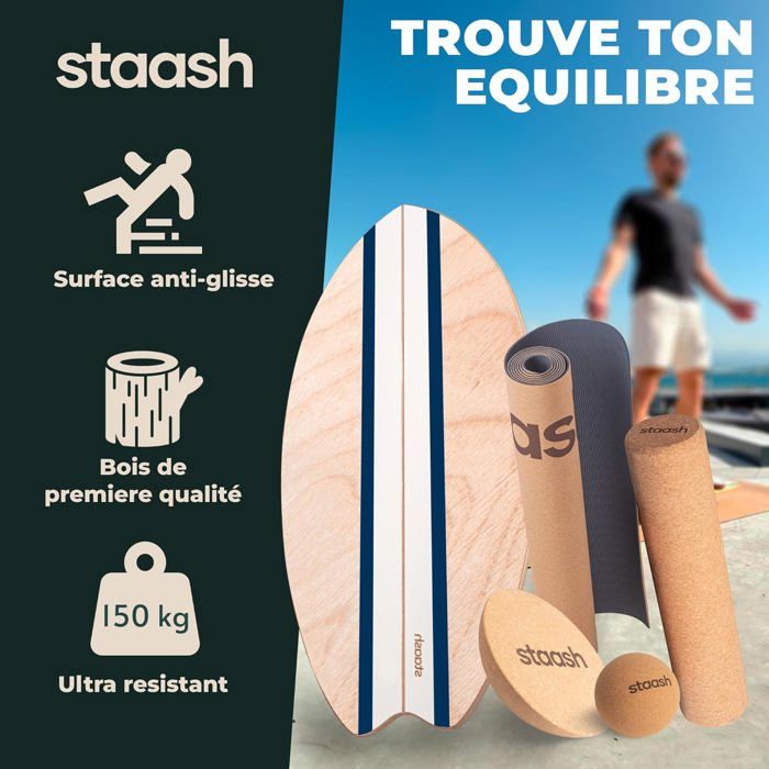 Body & Mind® Planche d'Équilibre Surf 78x30 cm - Bois & Rouleau Liège | Rouleau liège 10 cm - support rangement inclus - e-book offert - proprioception & rééducation Body & Mind® Planche d'Équilibre Surf 78x30 cm - Bois & Rouleau Liège | Rouleau liège 10 cm - support rangement inclus - e-book offert - proprioception & rééducation
