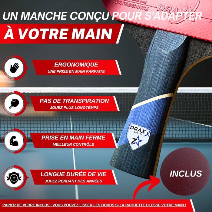 Raquette De Ping-pong PRO SPIN Elite – Carbone 7 Plis, éponge 2mm, Poignée Ergonomique, étui Et Balles Inclus