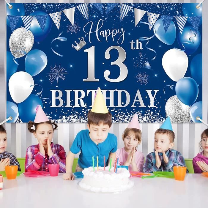 Bannière Happy Birthday En Feutre - Guirlande Décoration Fête - Bleu - Lettres 16cm