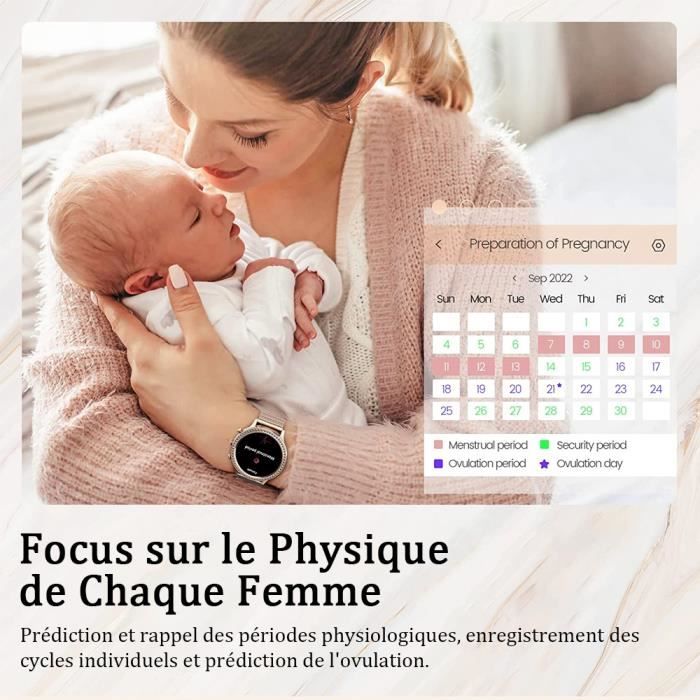 Montre Connect e Femme 1.09 HD Fonction F minine Podometre