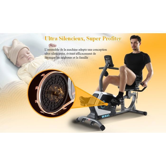 ISE Vélo d'appartement semi-allongé-Vélo Couché Magnétique-8